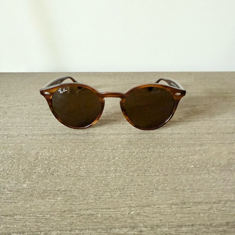Ray-Ban BR2180 Highstreet Round Sunglasses in Brown Tortoise with Brown Lenses - Picture 2 of 6